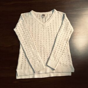 Anne Klein Cable Knit Cream Wool Angora Blend Long Sleeve Sweater Size M